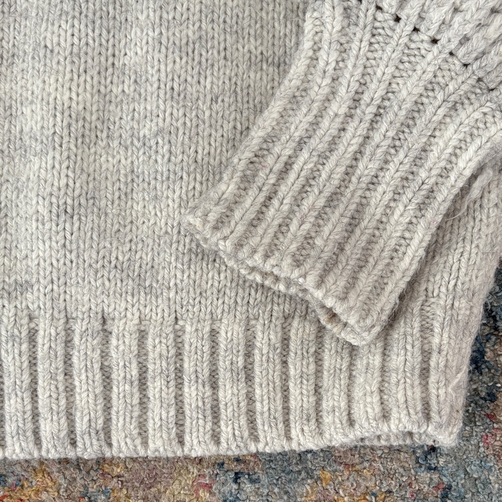 Express Light Gray Cable Knit Sweater w/ puff sleeve - Picture 6 of 7
